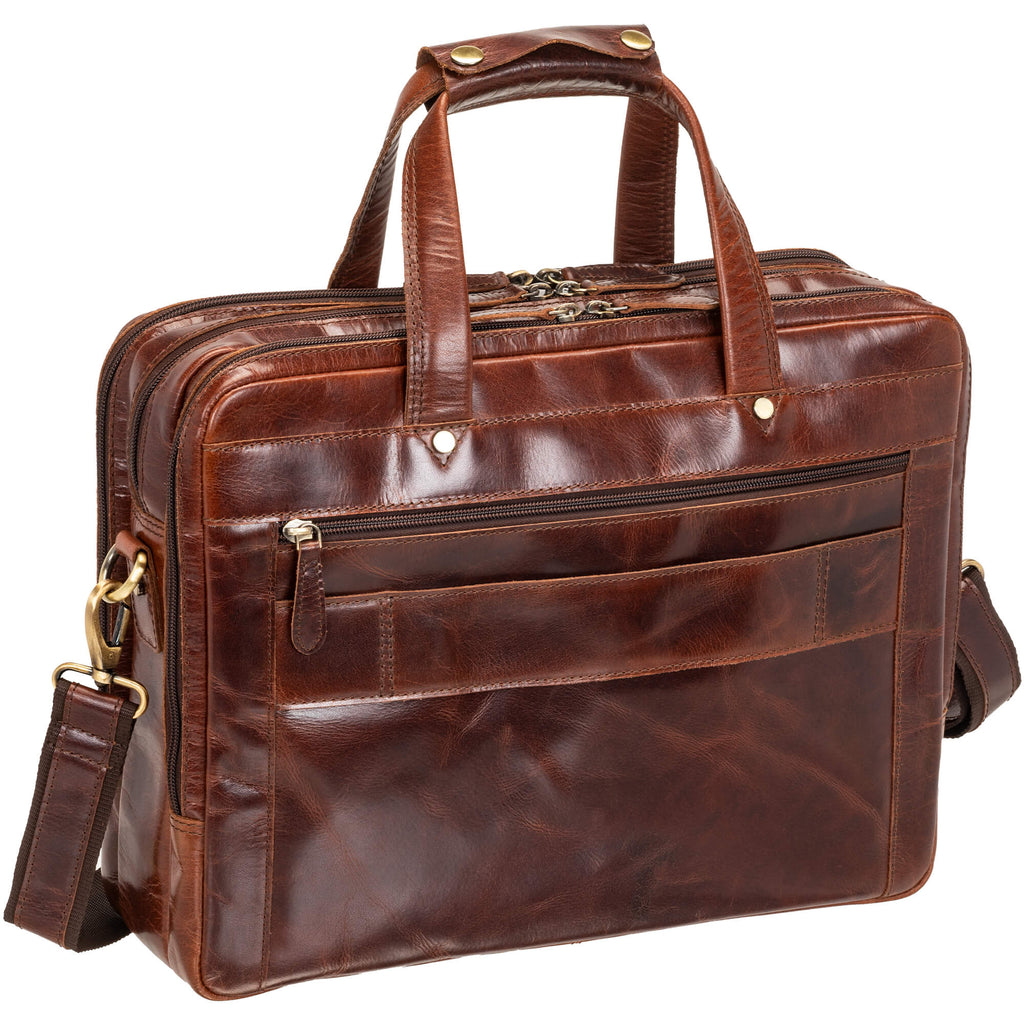 Mancini Porte-documents Buffalo à trois compartiments pour portable 15.6 po 23-3523 | Cuir - Boutique du Cordonnier