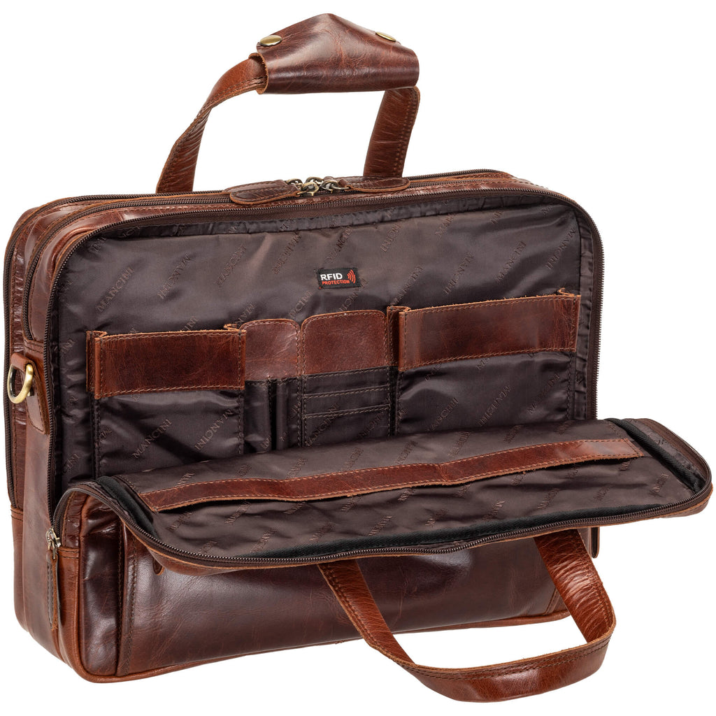 Mancini Porte-documents Buffalo à trois compartiments pour portable 15.6 po 23-3523 | Cuir - Boutique du Cordonnier