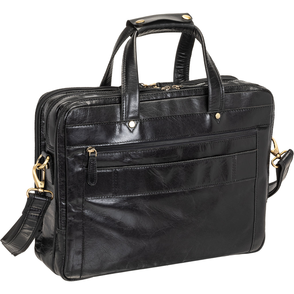 Mancini Porte-documents Buffalo à trois compartiments pour portable 15.6 po 23-3523 | Cuir - Boutique du Cordonnier