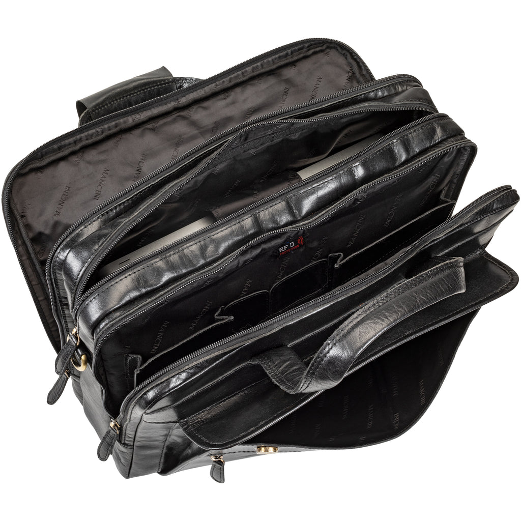 Mancini Porte-documents Buffalo à trois compartiments pour portable 15.6 po 23-3523 | Cuir - Boutique du Cordonnier