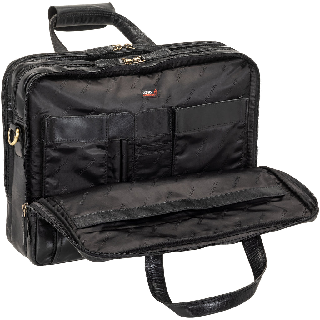 Mancini Porte-documents Buffalo à trois compartiments pour portable 15.6 po 23-3523 | Cuir - Boutique du Cordonnier