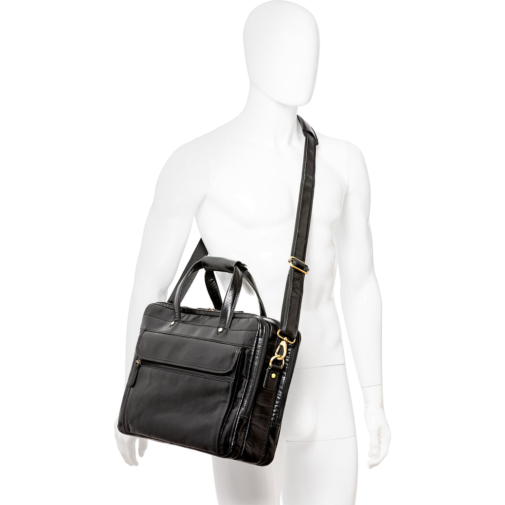Mancini Porte-documents Buffalo à trois compartiments pour portable 15.6 po 23-3523 | Cuir - Boutique du Cordonnier