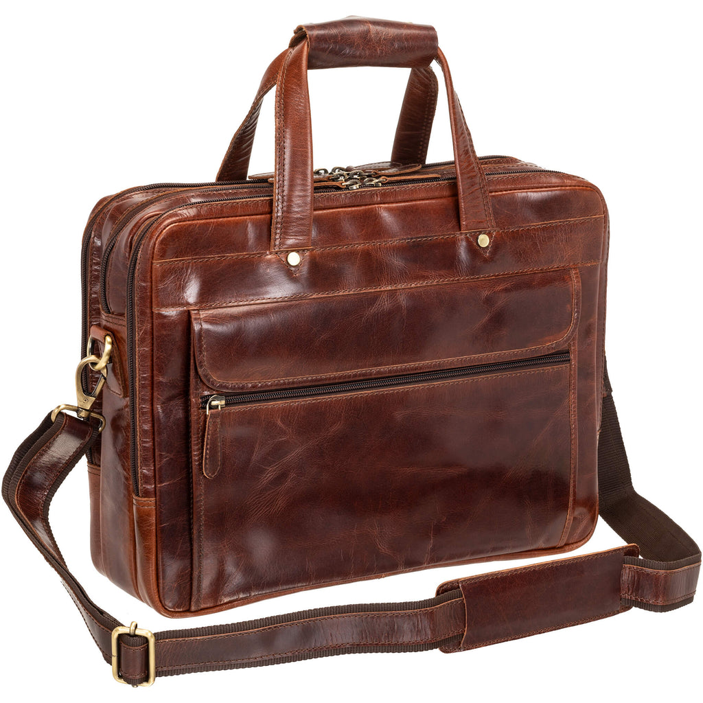 Mancini Porte-documents Buffalo à trois compartiments pour portable 15.6 po 23-3523 | Cuir - Boutique du Cordonnier