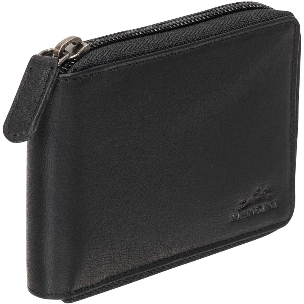 Mancini Portefeuille RFID à fermeture éclair avec porte cartes amovible 99-54159 Noir | Cuir Buffalo - Boutique du Cordonnier