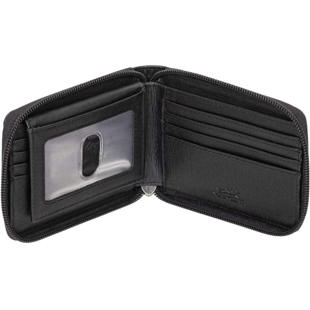 Mancini Portefeuille RFID à fermeture éclair avec porte cartes amovible 99-54159 Noir | Cuir Buffalo - Boutique du Cordonnier