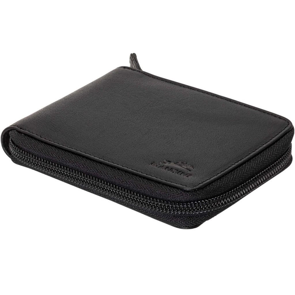 Mancini Portefeuille RFID à fermeture éclair avec porte cartes amovible 99-54159 Noir | Cuir Buffalo - Boutique du Cordonnier