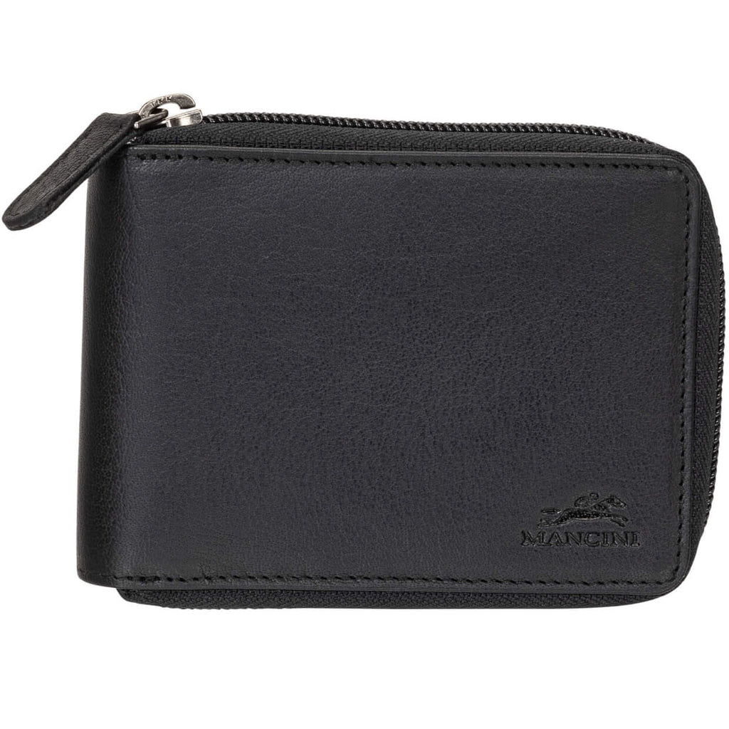 Mancini Portefeuille RFID à fermeture éclair avec porte cartes amovible 99-54159 Noir | Cuir Buffalo - Boutique du Cordonnier