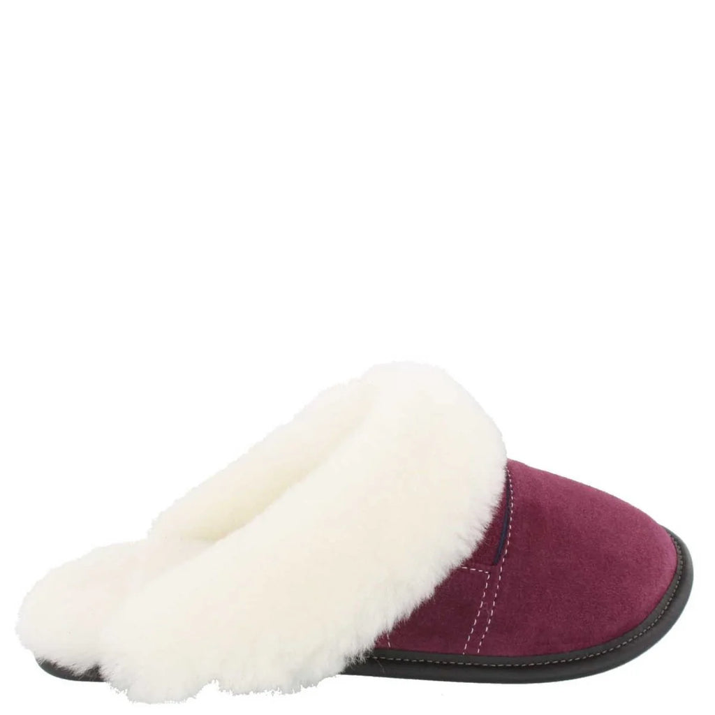 Pantoufles Garneau TÊTE DE MULE EN SUEDE Plum Shearling Blanc pour Femmes - Boutique du Cordonnier