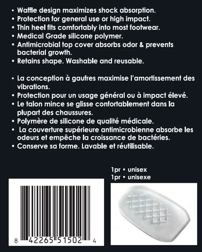 Paradigm Medical - goSeamless Coussin pour talon en gel à profil bas - conception à gaufres GS5150 - Boutique du Cordonnier