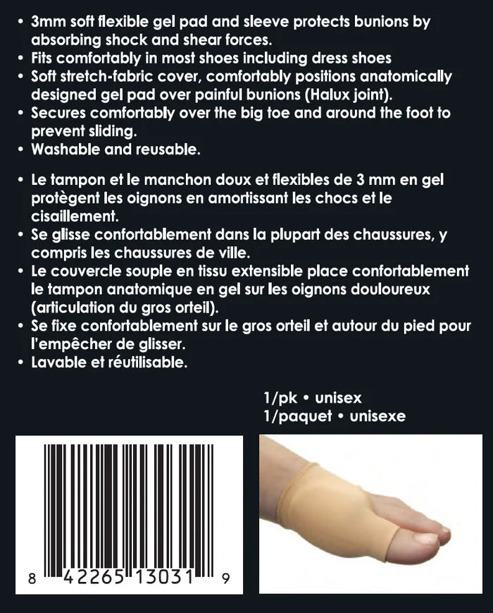 Paradigm Medical - goSeamless Manchon skin en gel pour soulager les oignons GS1303 - Boutique du Cordonnier