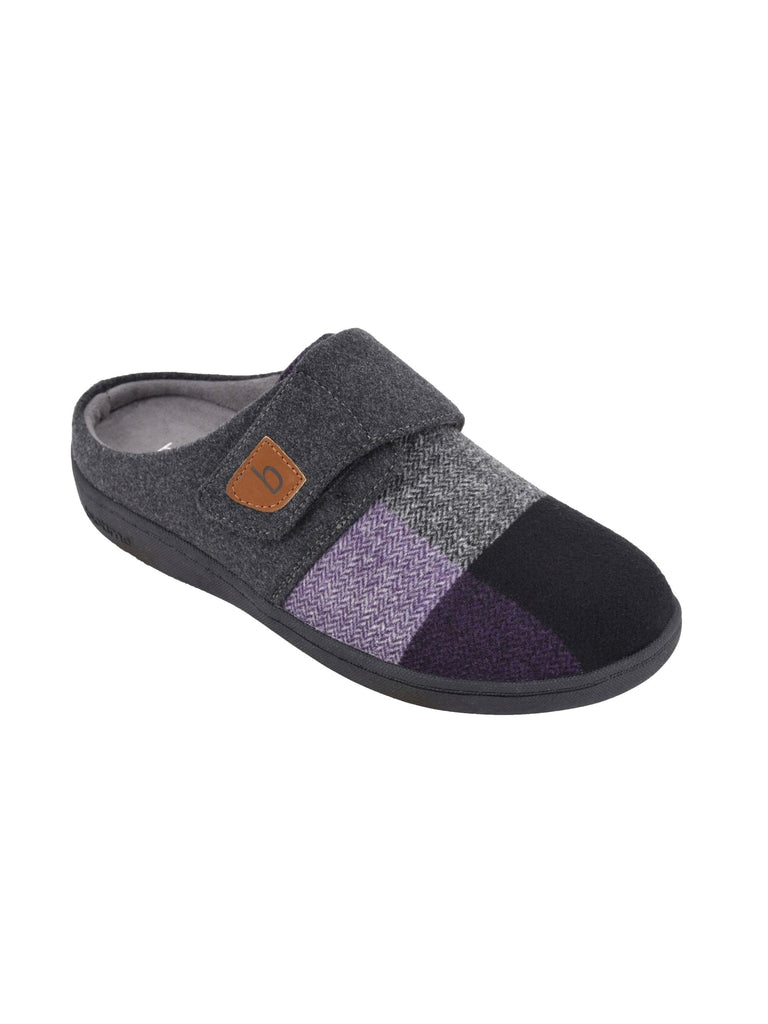 Biotime AMITY Gris/Violet Pantoufles pour Femmes avec Semelles Amovibles pour Orthèses - Boutique du Cordonnier