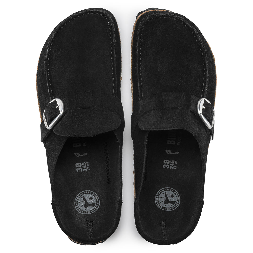 Birkenstock BUCKLEY 1017826 Noir Suede pour Femmes Orthopédiques Largeur Étroite - Boutique du Cordonnier