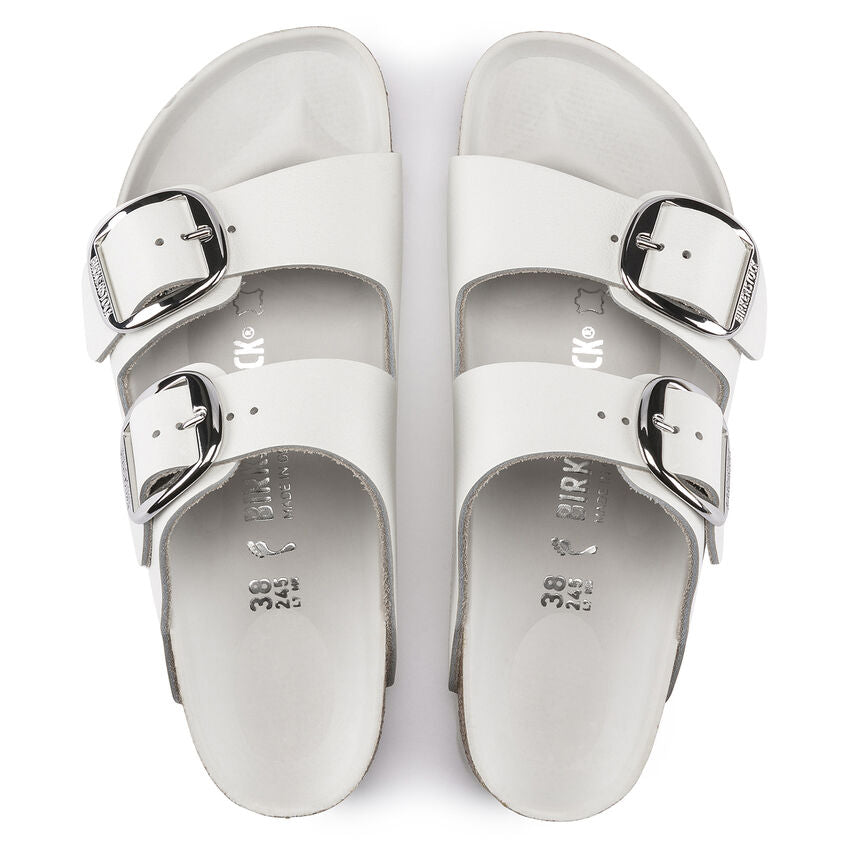 Birkenstock ARIZONA BIG BUCKE 1016826 White Leather Largeur Étroite - Boutique du Cordonnier