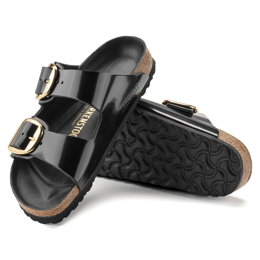 Birkenstock ARIZONA BIG BUCKLE High Shine 1021476 Noir | Cuir Largeur Étroite - Boutique du Cordonnier