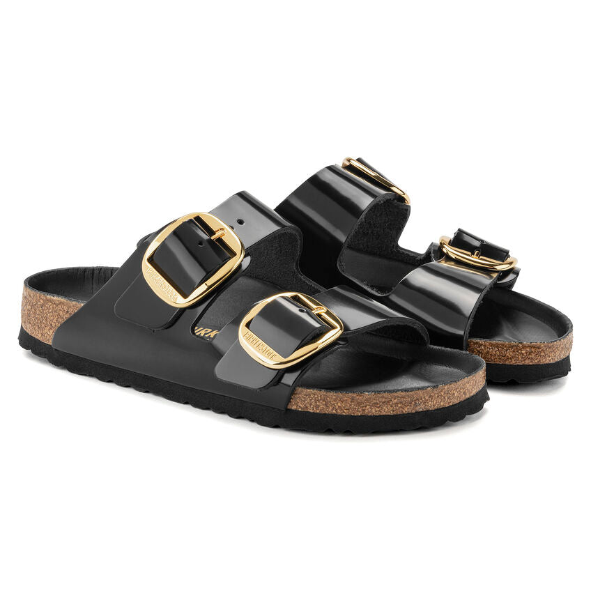 Birkenstock ARIZONA BIG BUCKLE High Shine 1021476 Noir | Cuir Largeur Étroite - Boutique du Cordonnier