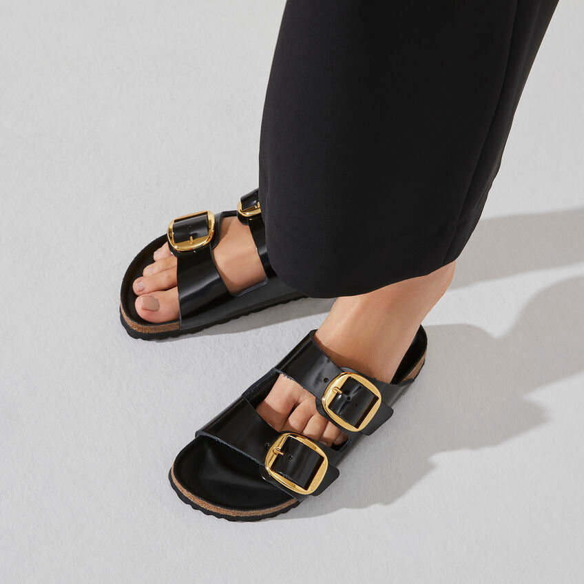 Birkenstock ARIZONA BIG BUCKLE High Shine 1021476 Noir | Cuir Largeur Étroite - Boutique du Cordonnier