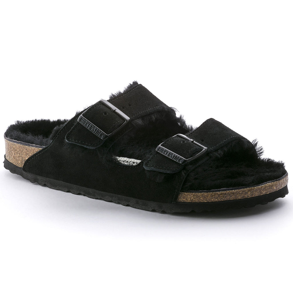 Birkenstock ARIZONA SHEARLING 752661 Noir Suède en fourrure de mouton Largeur Régulière - Boutique du Cordonnier