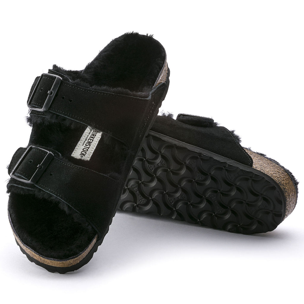 Birkenstock ARIZONA SHEARLING 752661 Noir Suède en fourrure de mouton Largeur Régulière - Boutique du Cordonnier