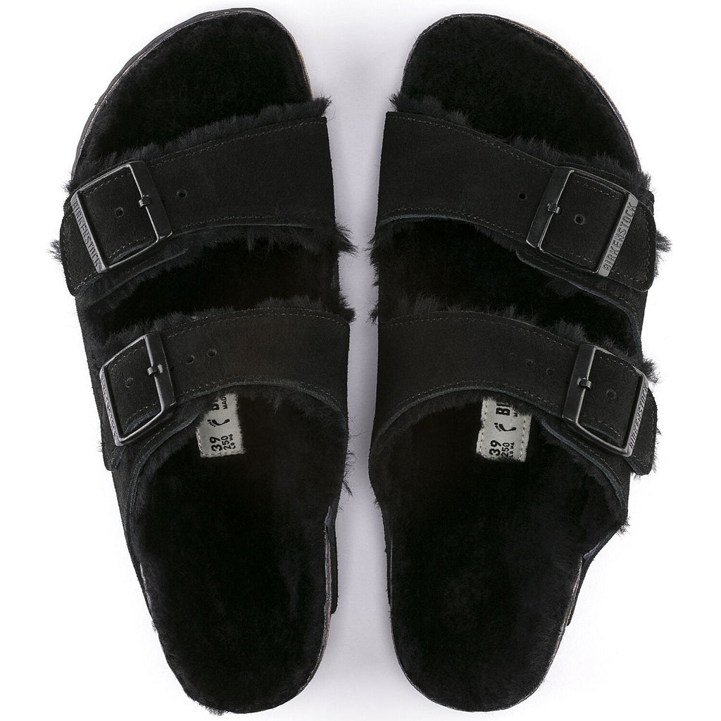 Birkenstock ARIZONA SHEARLING 752661 Noir Suède en fourrure de mouton Largeur Régulière - Boutique du Cordonnier