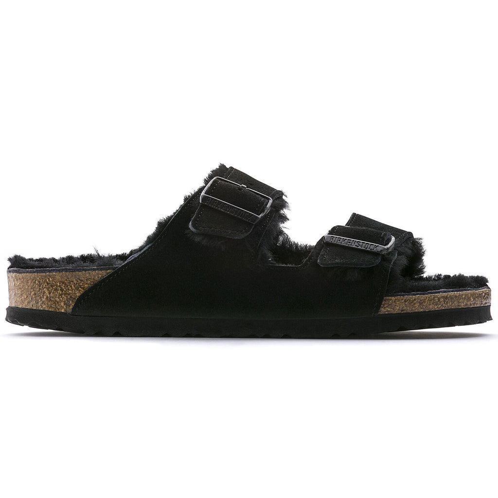 Birkenstock ARIZONA SHEARLING 752661 Noir Suède en fourrure de mouton Largeur Régulière - Boutique du Cordonnier