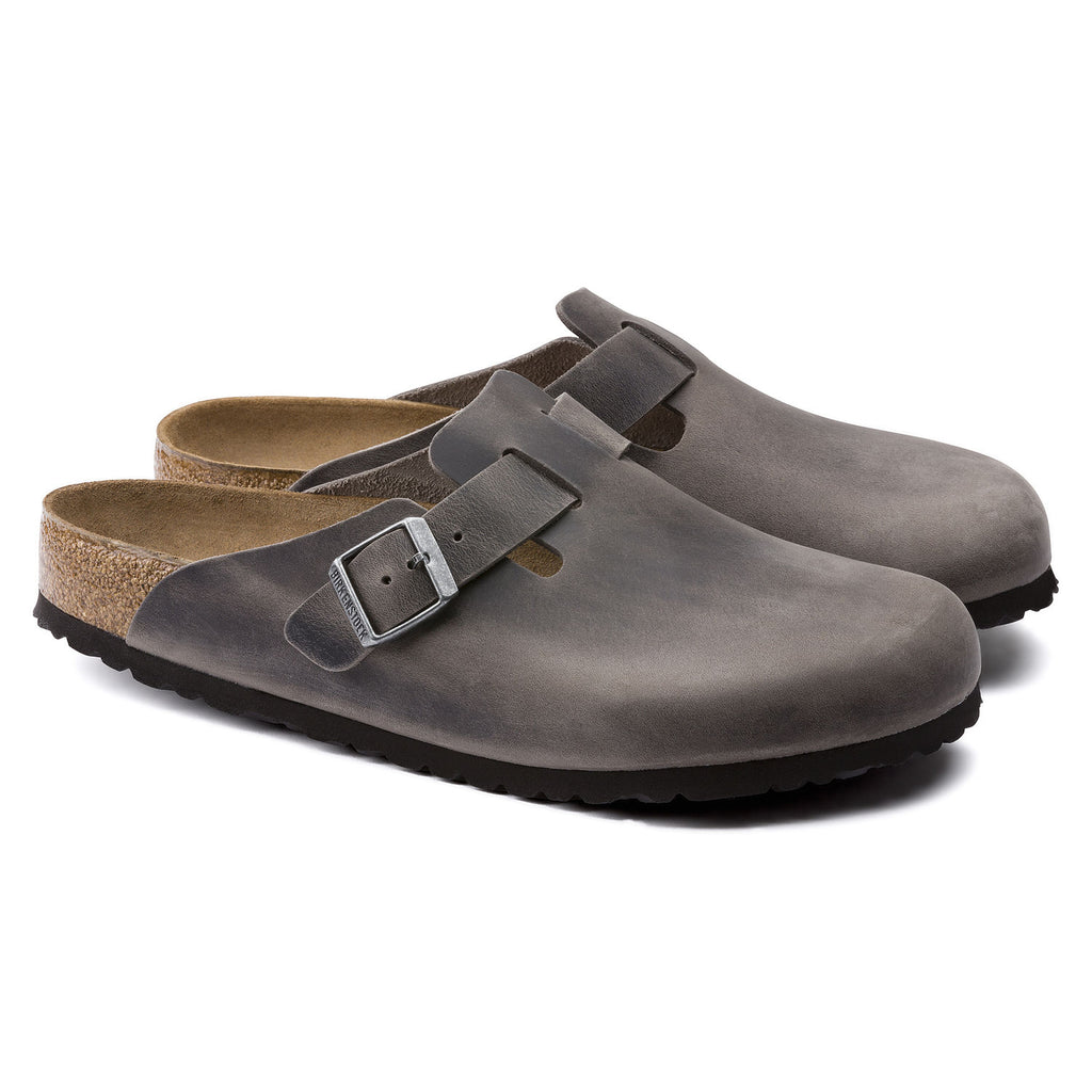 Birkenstock Boston-Soft 1013255 Iron Cuir Huilé Largeur Régulière - Boutique du Cordonnier