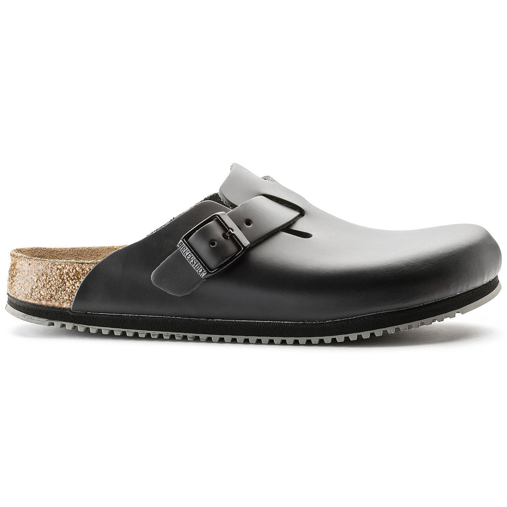 Birkenstock BOSTON SUPER GRIP 60194 NOIR Sabots ANTIDÉRAPANTES Professionnelle Orthopédiques en cuir - Boutique du Cordonnier