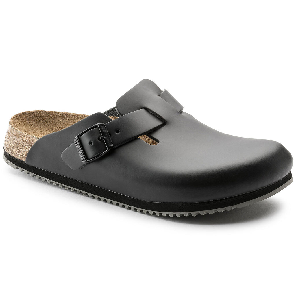 Birkenstock BOSTON SUPER GRIP 60194 NOIR Sabots ANTIDÉRAPANTES Professionnelle Orthopédiques en cuir - Boutique du Cordonnier