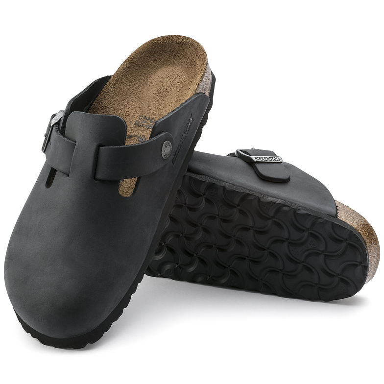 Birkenstock Boston 059461 Black Oiled Leather Largeur Régulière - Boutique du Cordonnier