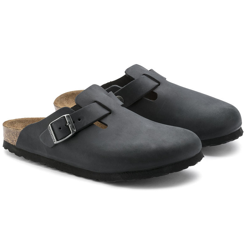 Birkenstock Boston 059461 Black Oiled Leather Largeur Régulière - Boutique du Cordonnier