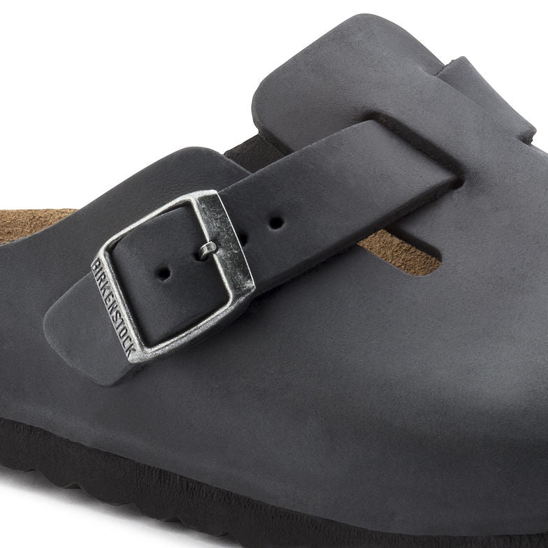 Birkenstock Boston 059461 Black Oiled Leather Largeur Régulière - Boutique du Cordonnier