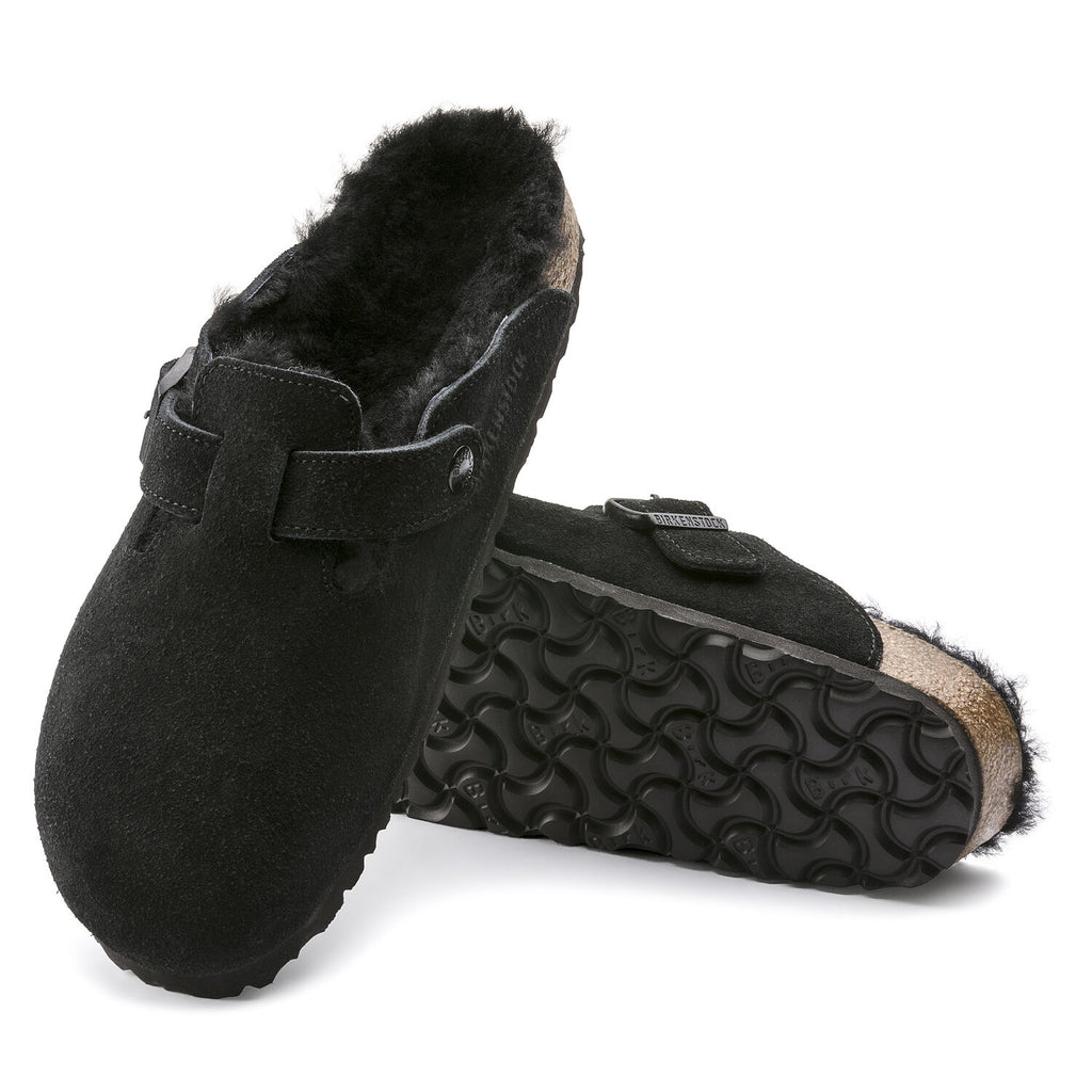 Birkenstock BOSTON SHEARLING 259881 Noir Suède en fourrure de mouton Largeur Régulière - Boutique du Cordonnier