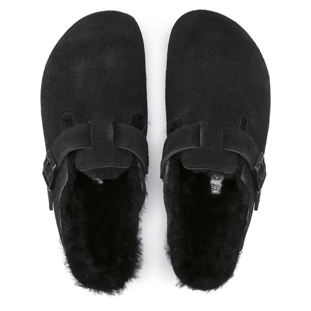 Birkenstock BOSTON SHEARLING 259881 Noir Suède en fourrure de mouton Largeur Régulière - Boutique du Cordonnier