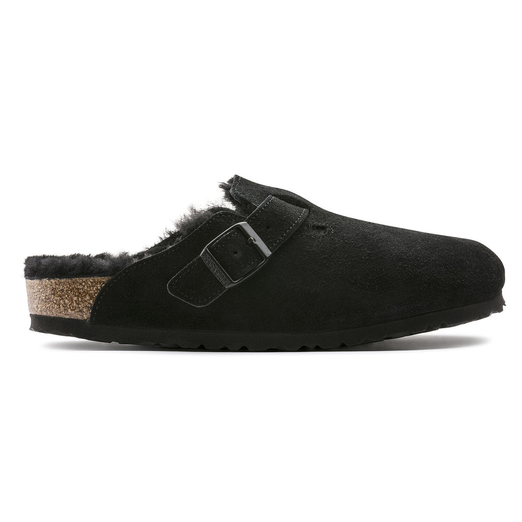 Birkenstock BOSTON SHEARLING 259881 Noir Suède en fourrure de mouton Largeur Régulière - Boutique du Cordonnier