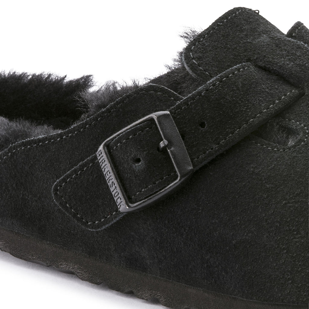 Birkenstock BOSTON SHEARLING 259881 Noir Suède en fourrure de mouton Largeur Régulière - Boutique du Cordonnier