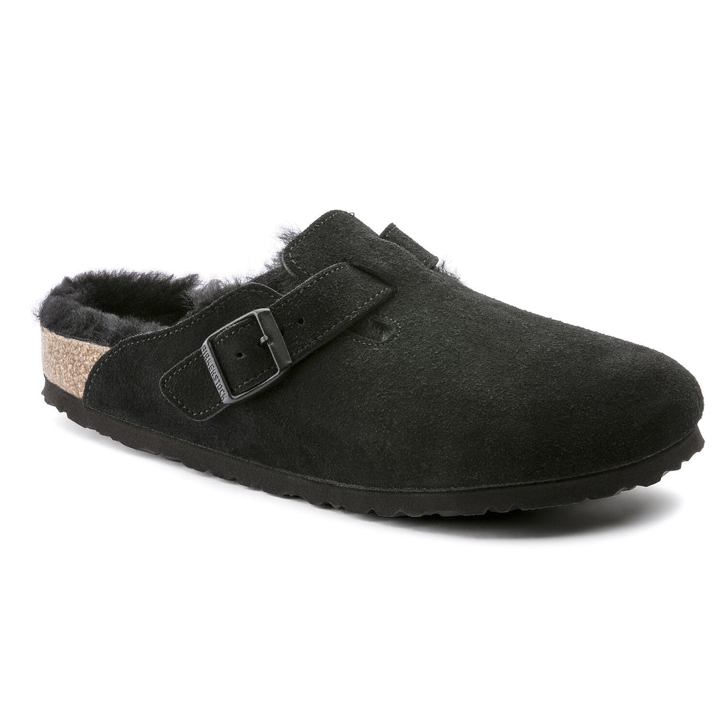 Birkenstock BOSTON SHEARLING 259881 Noir Suède en fourrure de mouton Largeur Régulière - Boutique du Cordonnier