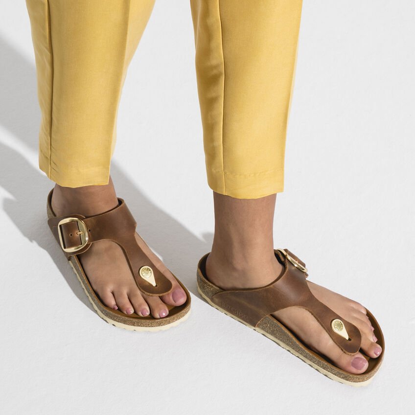 Birkenstock GIZEH BIG BUCKLE 1018745 Cognac | Cuir Largeur Régulière - Boutique du Cordonnier