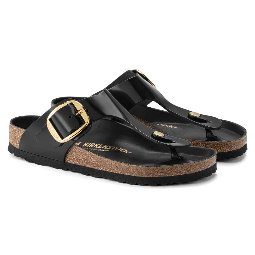 Birkenstock GIZEH BIG BUCKLE High Shine 1021467 Noir | Cuir Largeur Régulière - Boutique du Cordonnier