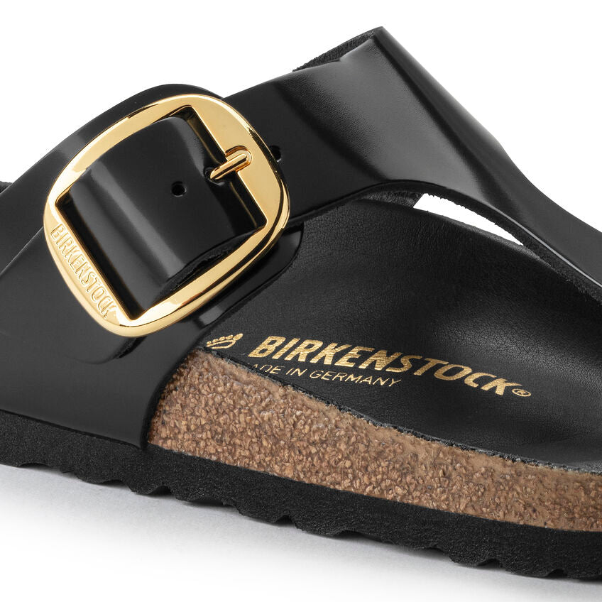 Birkenstock GIZEH BIG BUCKLE High Shine 1021467 Noir | Cuir Largeur Régulière - Boutique du Cordonnier