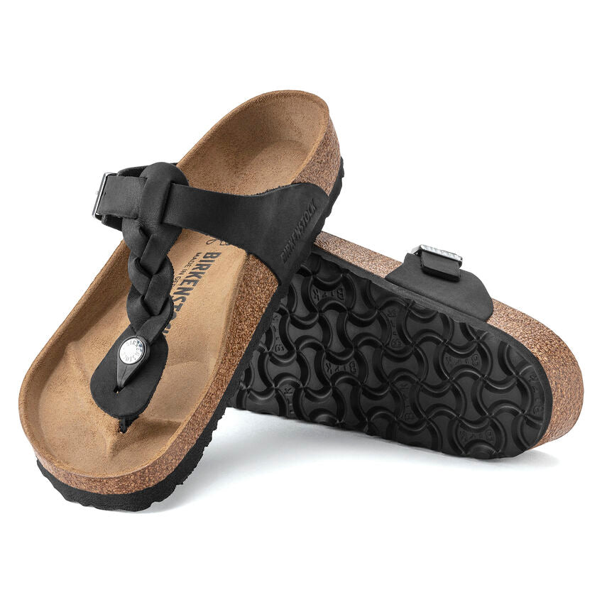 Birkenstock GIZEH BRAIDED 1021349 Noir | Cuir Largeur Régulière - Boutique du Cordonnier