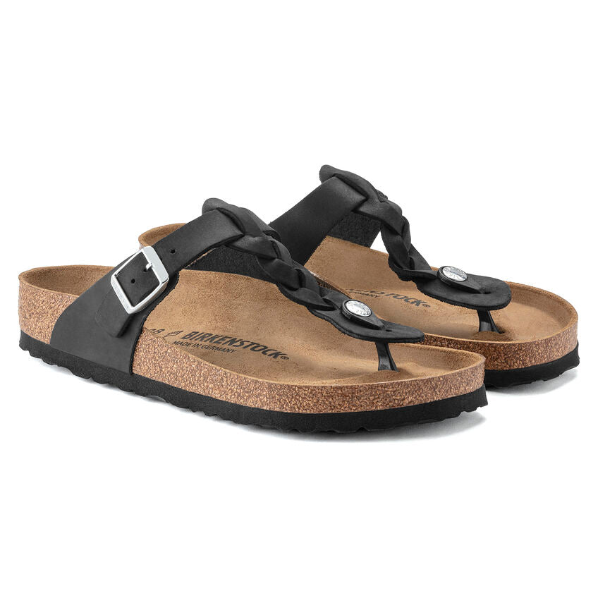 Birkenstock GIZEH BRAIDED 1021349 Noir | Cuir Largeur Régulière - Boutique du Cordonnier