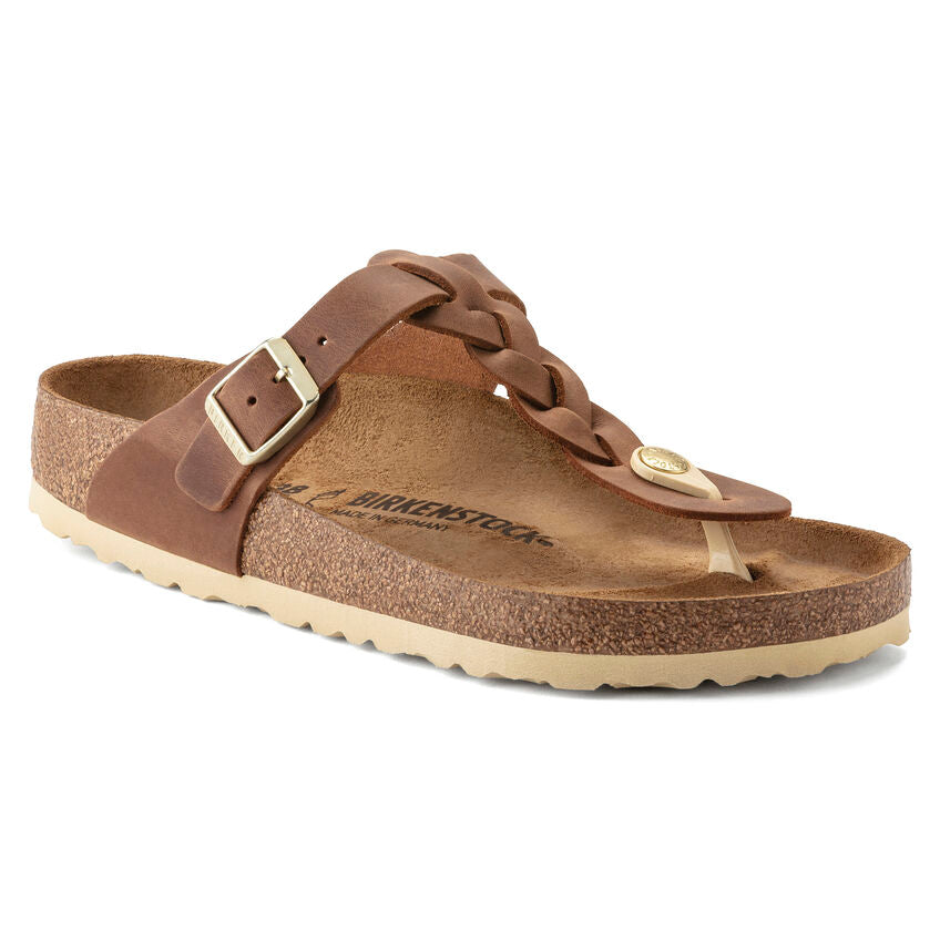 Birkenstock GIZEH BRAIDED 1021355 Cognac | Cuir Largeur Régulière - Boutique du Cordonnier