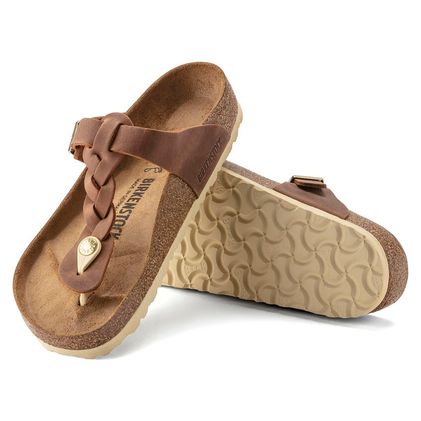 Birkenstock GIZEH BRAIDED 1021355 Cognac | Cuir Largeur Régulière - Boutique du Cordonnier