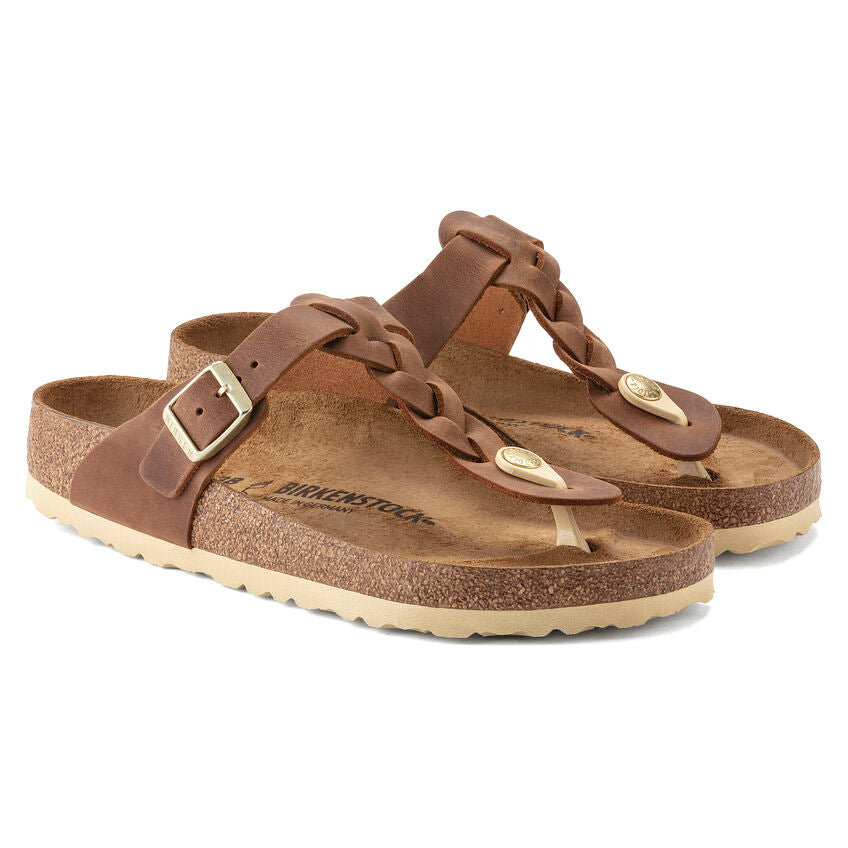 Birkenstock GIZEH BRAIDED 1021355 Cognac | Cuir Largeur Régulière - Boutique du Cordonnier