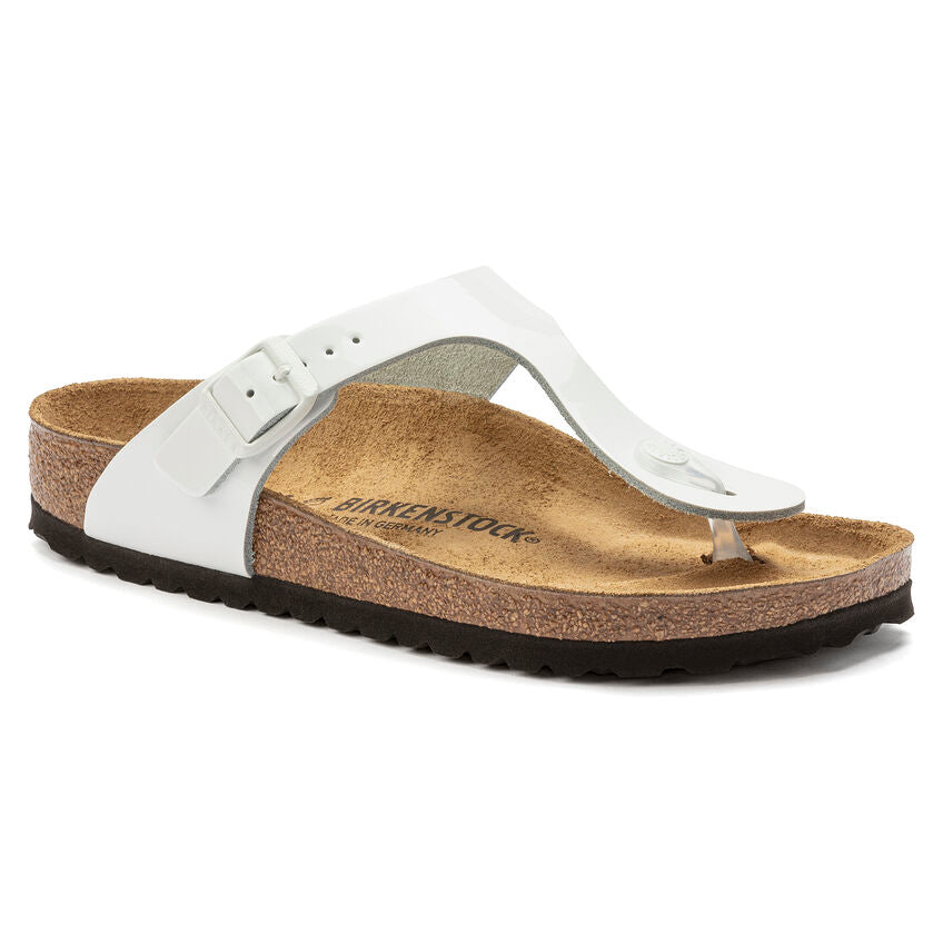 Birkenstock GIZEH 1023897 Blanc Patent | Cuir Largeur Régulière - Boutique du Cordonnier