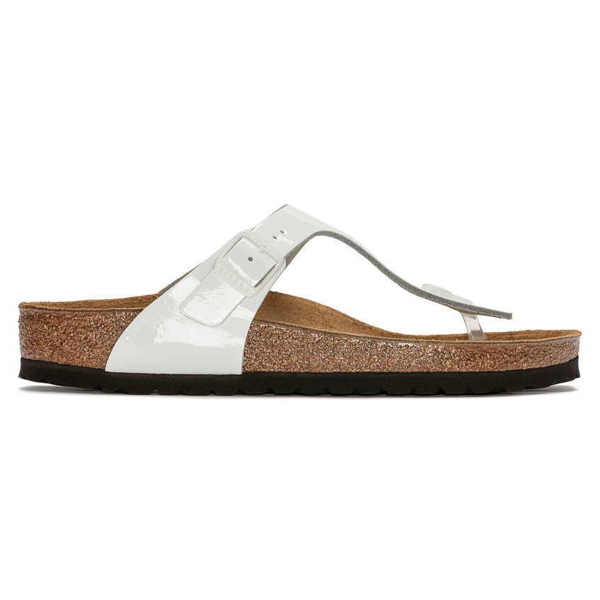 Birkenstock GIZEH 1023897 Blanc Patent | Cuir Largeur Régulière - Boutique du Cordonnier