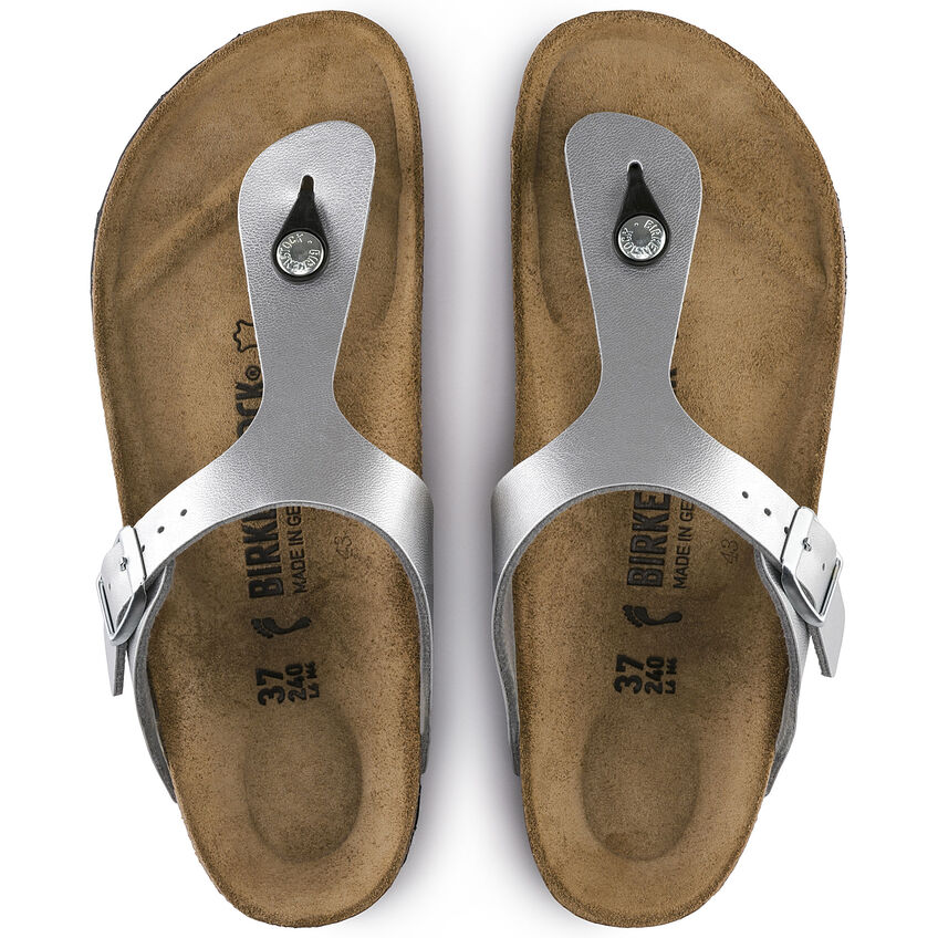 Birkenstock GIZEH 043851 Silver | Birko-Flor Largeur Régulière - Boutique du Cordonnier