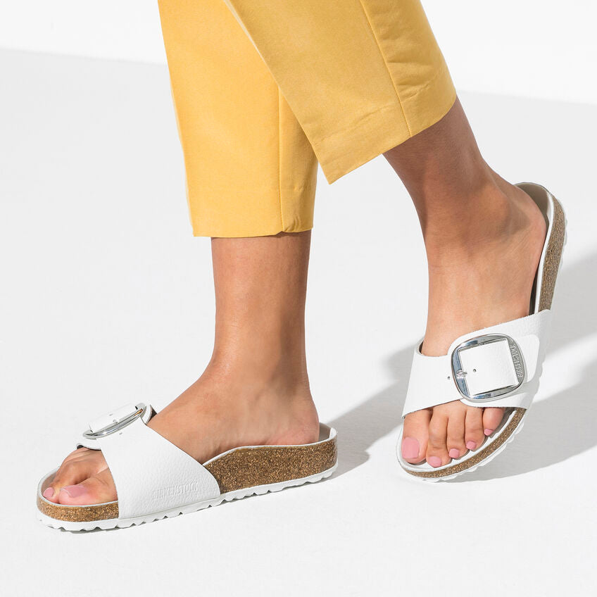 Birkenstock MADRID BIG BUCKLE 1018866 Blanc | Cuir Largeur Étroite - Boutique du Cordonnier