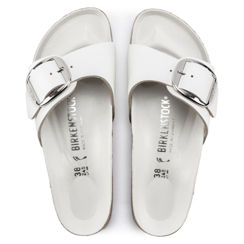 Birkenstock MADRID BIG BUCKLE 1018866 Blanc | Cuir Largeur Étroite - Boutique du Cordonnier