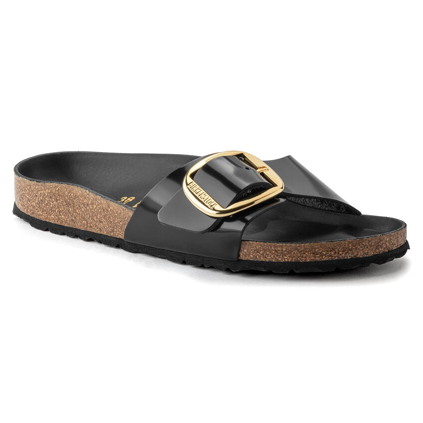 Birkenstock MADRID BIG BUCKLE High Shine 1022650 Noir | Cuir Largeur Étroite - Boutique du Cordonnier