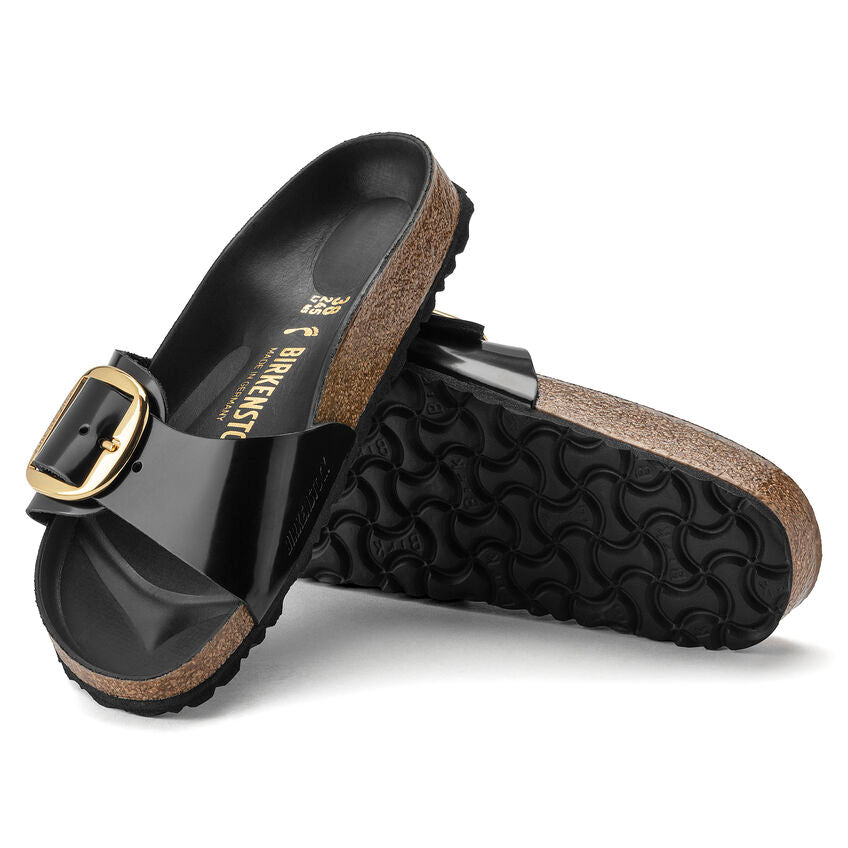 Birkenstock MADRID BIG BUCKLE High Shine 1022650 Noir | Cuir Largeur Étroite - Boutique du Cordonnier